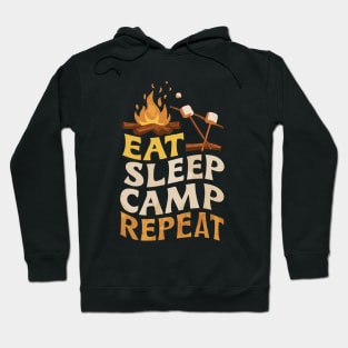 Eat Sleep Camp Repeat. Vintage Camping Hoodie